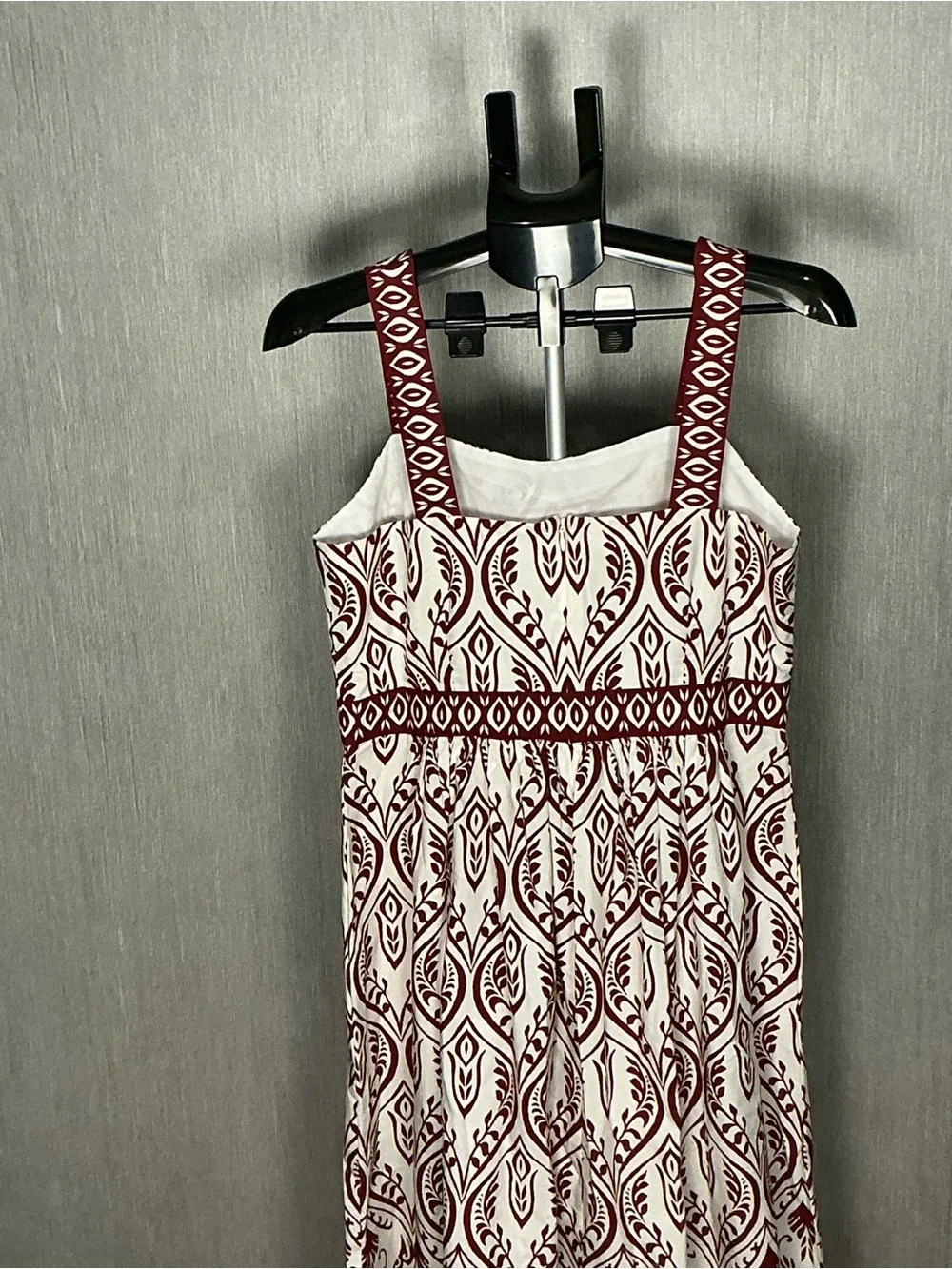 Talbots White and Burgundy Printed Maxi Dress Size 8 - Picture 7 of 12